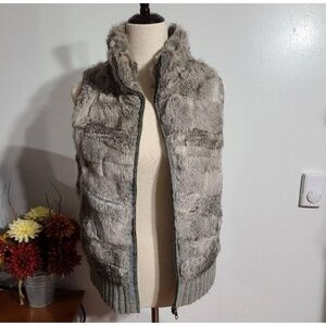 Heartloom HL1502A Gray Rabbit Fur Faux Sleeveless Vest Small